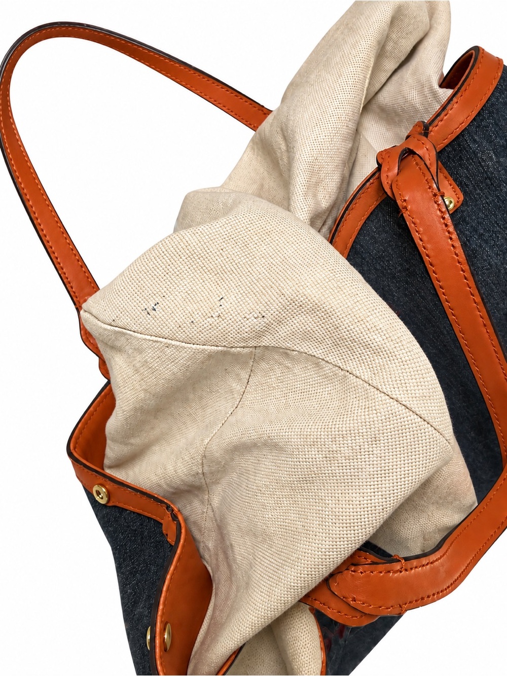 Gucci Blue Denim Tote with Orange Leather Trim - Picture 13 of 14